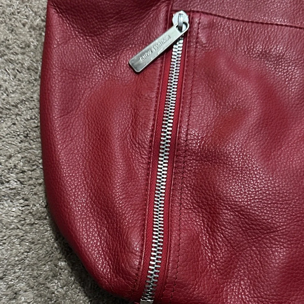 MK Red Leather Shoulder Bag